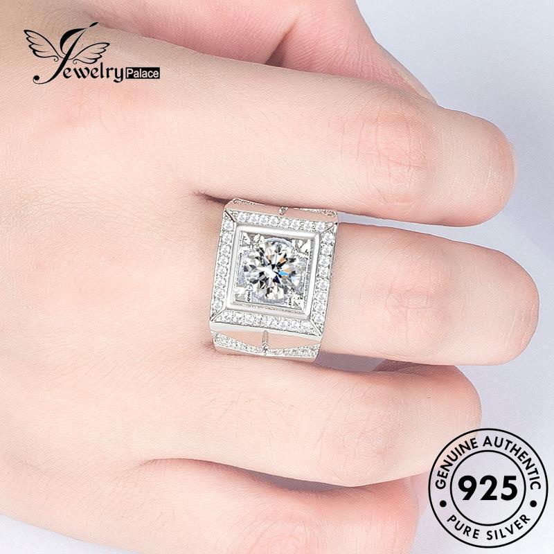 Tempat Perhiasan Wanita Cincin Moissanite Perak Kotak Berlian Mewah Asli925 R1135