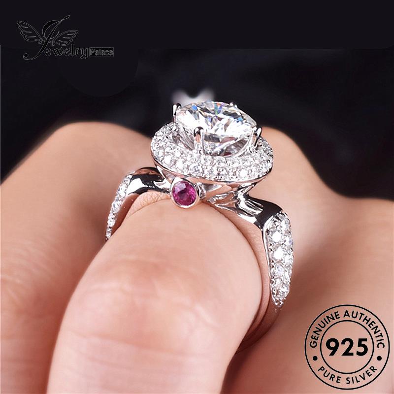 Jewelrypalace925 Fashion Moissanite Berlian Asli Wanita Cincin Perak R1140