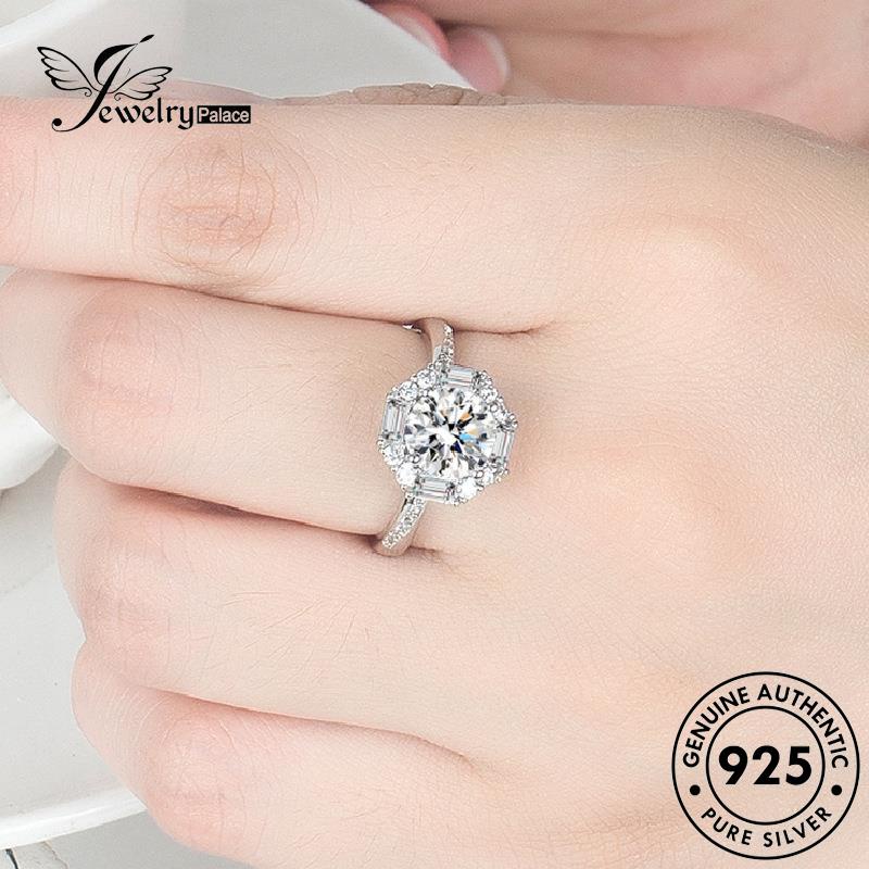 Jewelrypalace Perak Asli Moissanite925 Temperamen Cincin Wanita Snowflake Berlian R1141