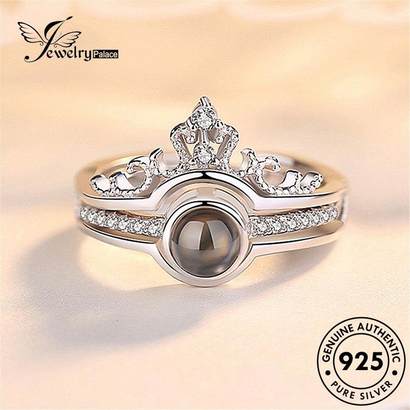 Tempat Perhiasanperhiasan Perak Mahkota925 Wanita Kreatif Moonstone Rings Emas Asli R1178