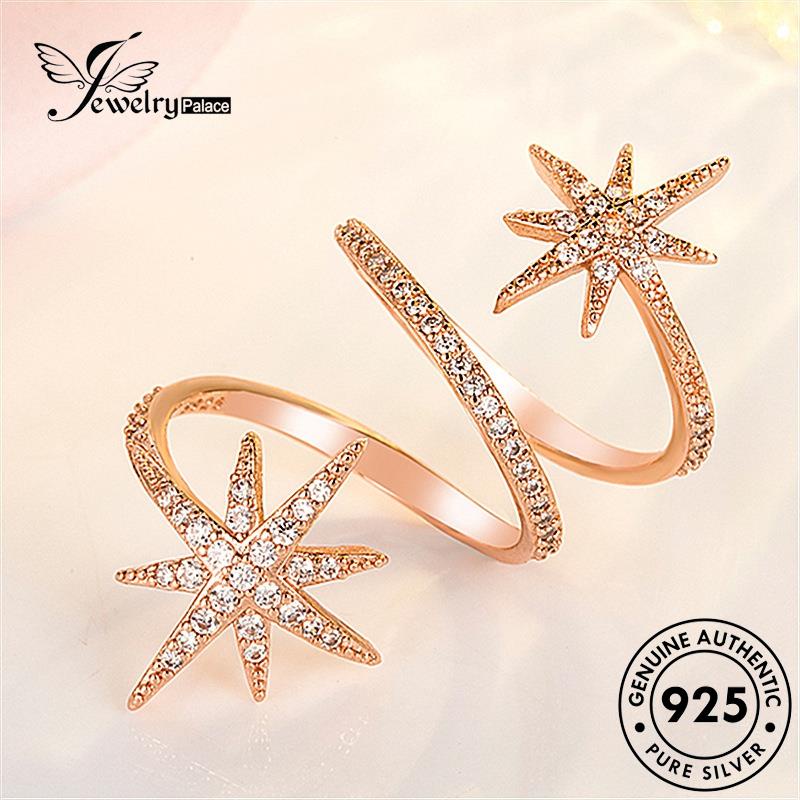 Perhiasantempat Wanita Berlian Asli Moissanite Emas Kreatif Rings Hexagram Perak925 R1222