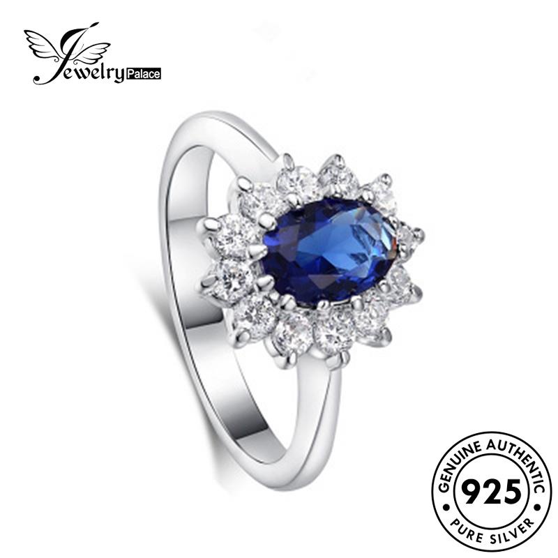 Jewelrypalace Silver Cincin Oval Emas Asli Kepribadian Zamrud Wanita925 R1471