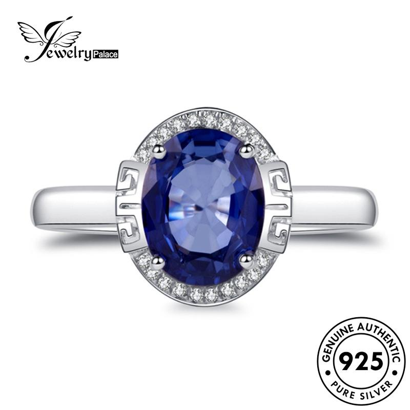 Jewelrypalace Cincin Perak925 Mewah Sapphire Oval Wanita Original R1557