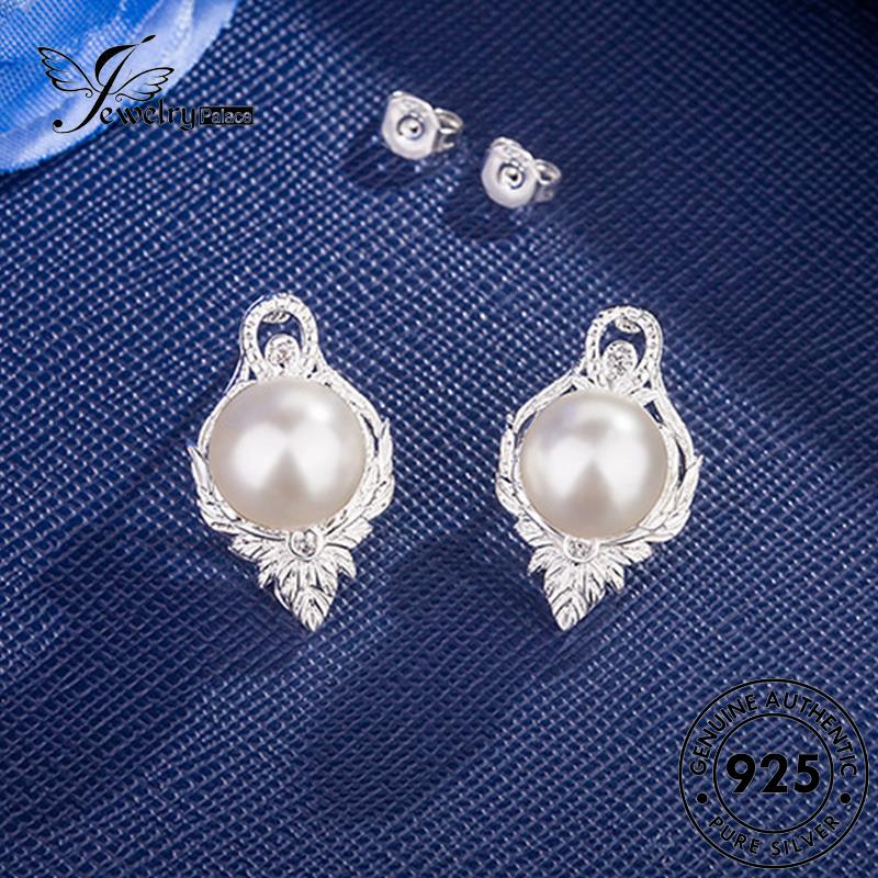 Perhiasanpalace Asli Kalung Set925 Daun Perak Wanita Mutiara S47