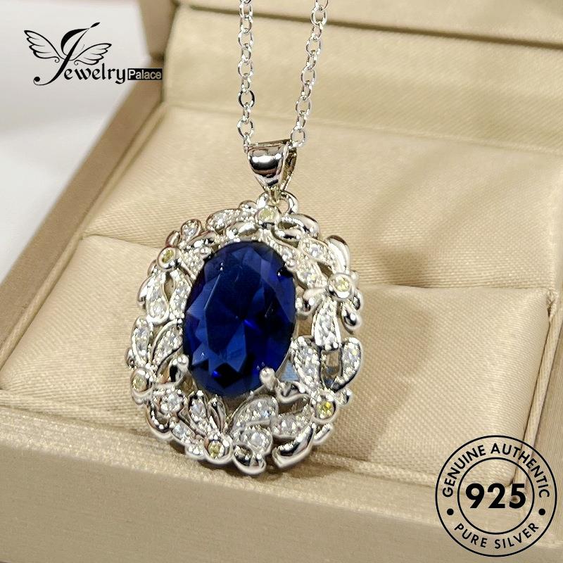 Jewelrypalace Perak Set Kalung Wanita Bunga Safir925 Asli The S50