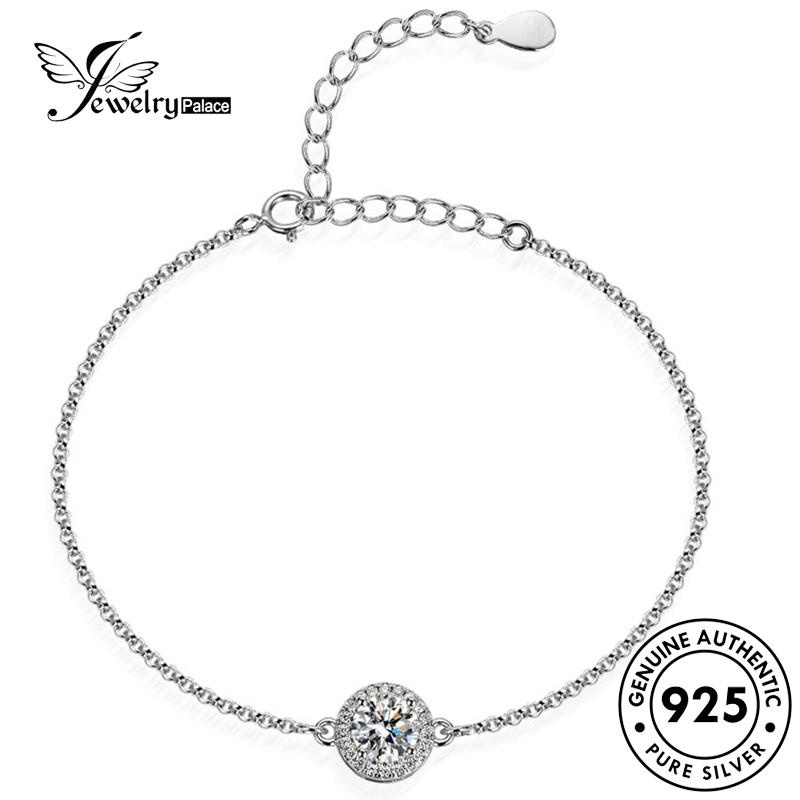 Jewelrypalace Diamond Simple Perak Berlian Asli Wanita Moissanite925 Gelang Bulat B12