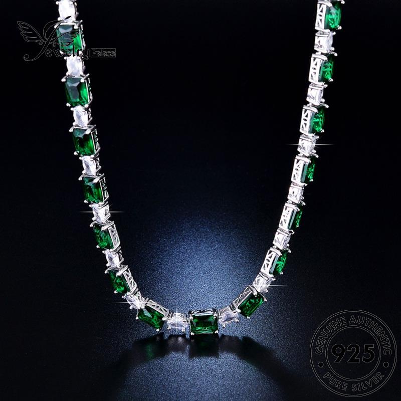 Jewelrypalace Kalung Berlian Wanita Asli Fashion925 Emerald Square Silver N14