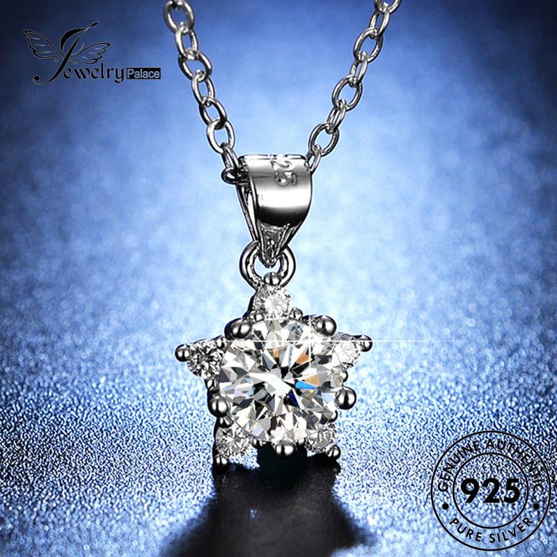 Jewelrypalace Kalung Perak925 Asli Wanita Simple Moissanite Bintang Berlian N72