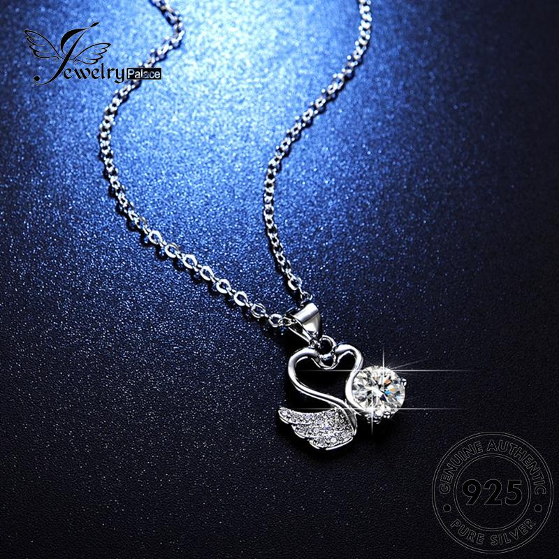 Jewelrypalace925 Fashion Moissanite Perak Swan Wanita Asli Kalung Berlian N84