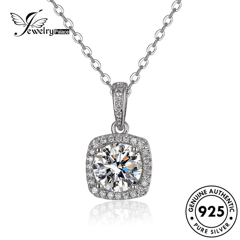 Jewelrypalace Berlian Perak Wanita Moissanite Berlian925 Persegi Simple Asli Kalung N58