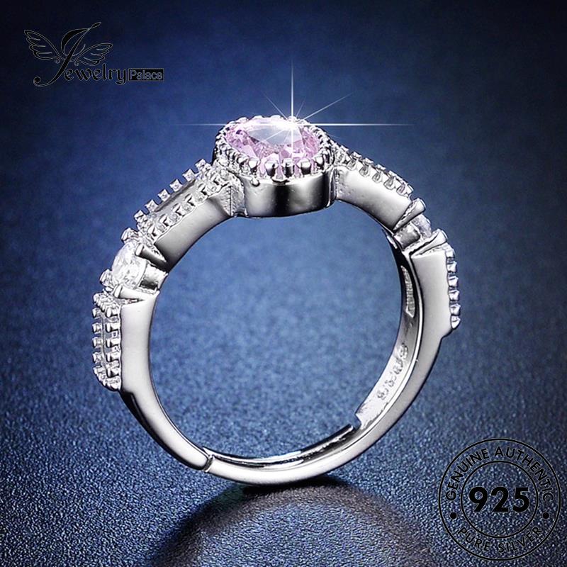 Jewelrypalace Perak Asli Wanita Cincin Temperamen Pink Kristal Oval925 Berlian R7