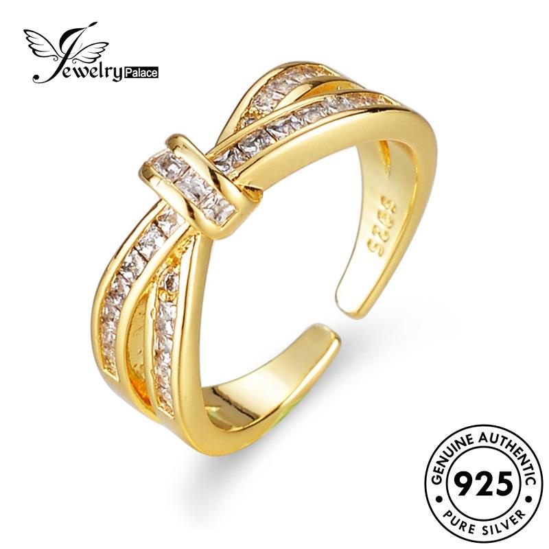 Jewelrypalace Temperamen Moissanite925 Berlian Perak Asli Wanita Rings Emas Salib R71