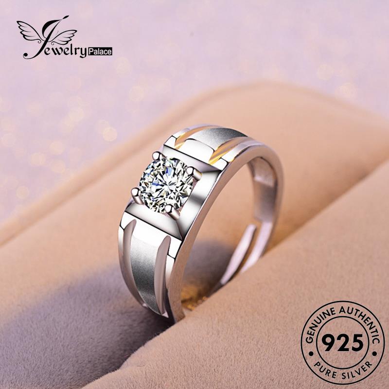 Jewelrypalace Cincin Berlian925 Moissanite Perhiasan Asli Simple Pria Silver M072