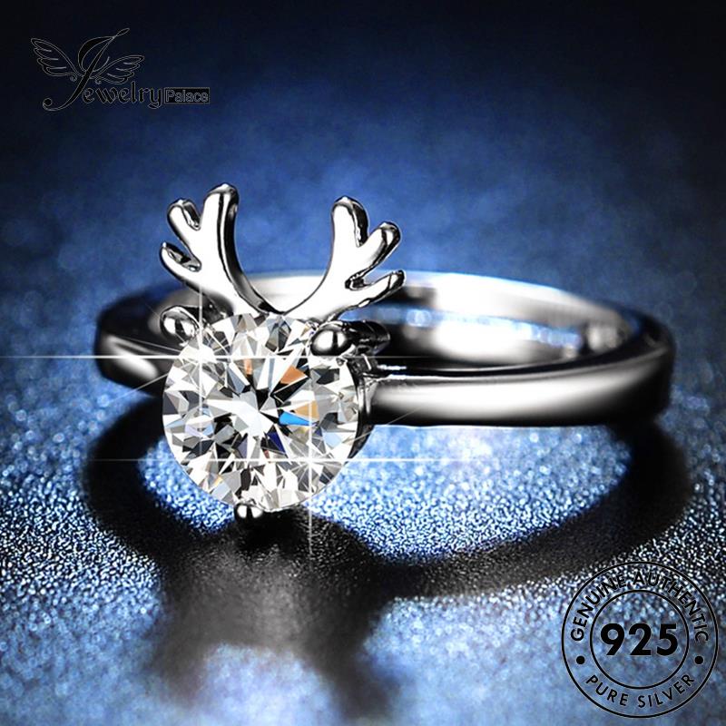 Jewelrypalace Kreatif Perak Asli Wanita Moose 925 Moissanite Cincin Berlian R409