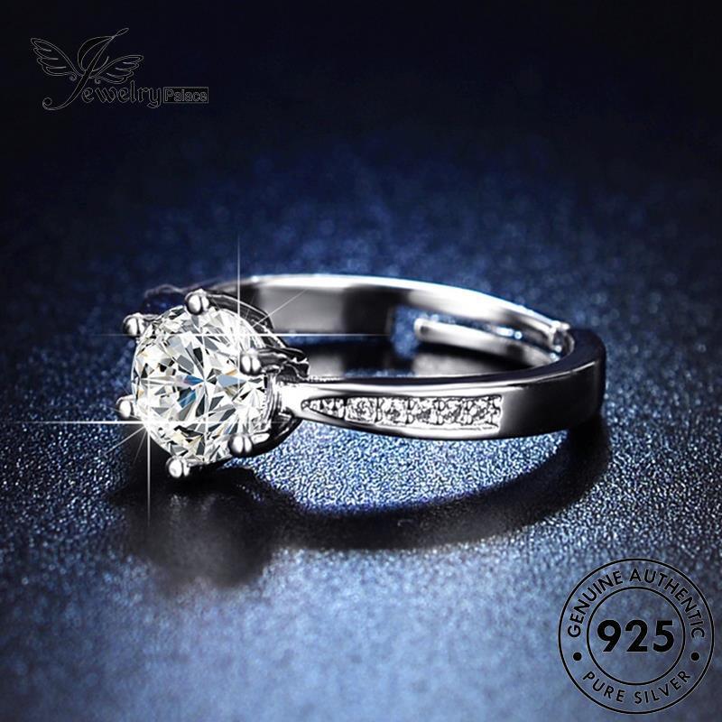 Jewelrypalace Perak Klasik Wanita Asli Cincin Moissanite Enam925 Cakar Berlian R418