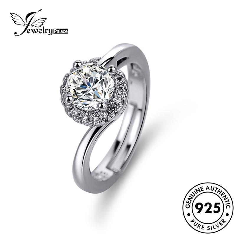 Jewelrypalace Cincin Bulat Berlian Kepribadian Perak Asli925 Moissanite Wanita R430