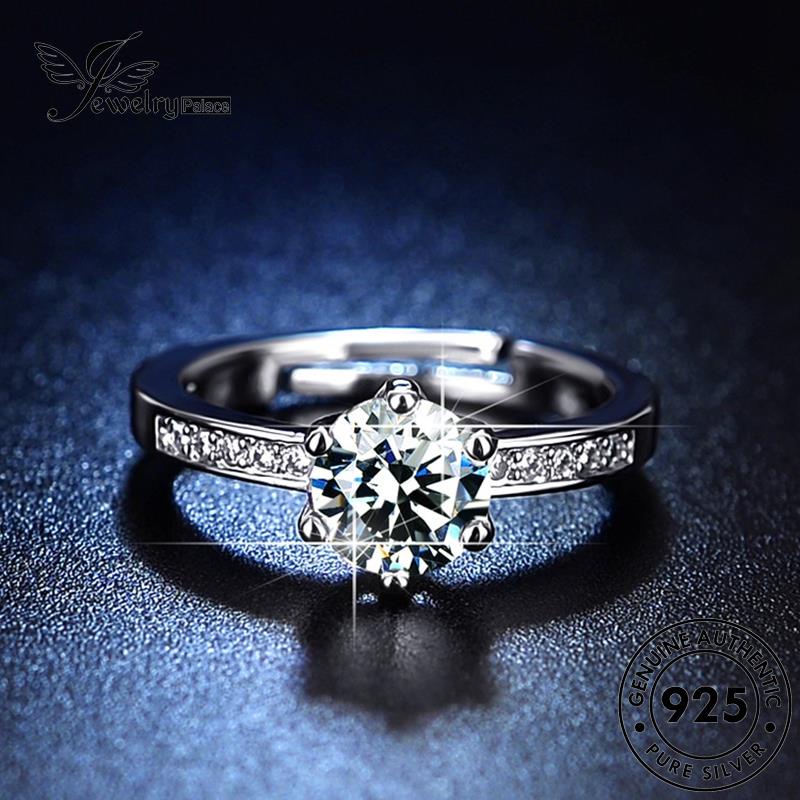 Jewelrypalace Cincin Berlian Perak Klasik Cakar Enam Moissanite Wanita Asli925 R424