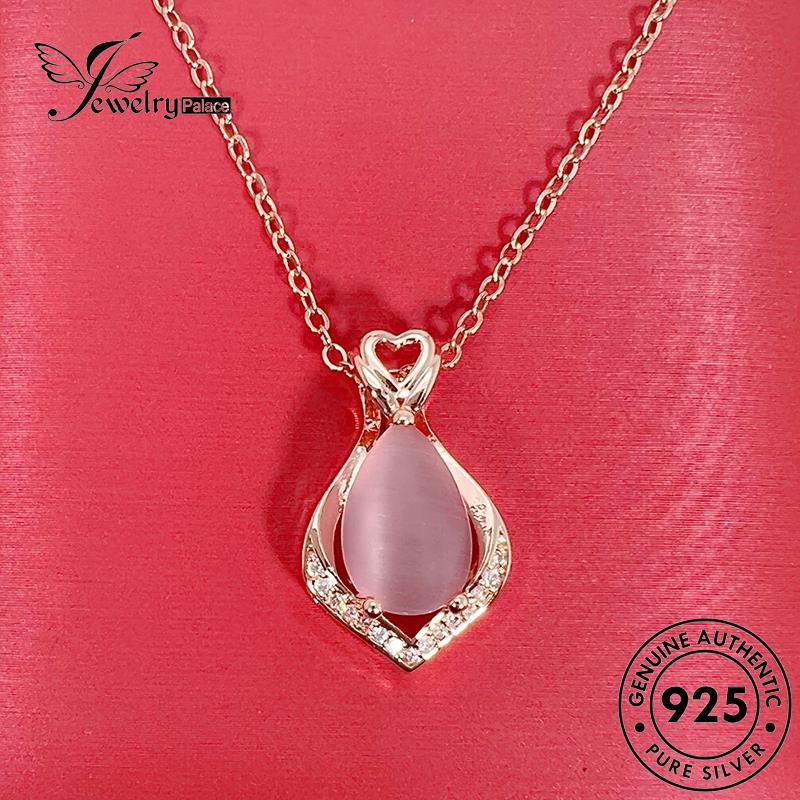 Jewelrypalace Kalung Berlian Wanita Emas Perak Lucu925 Pink Kristal Asli N1105