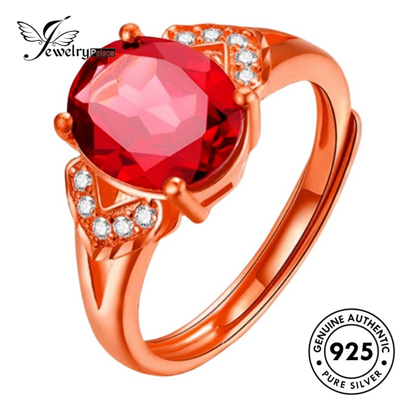 Jewelrypalace Ruby Cincin Perak Emas Temperamen Bulat925 Asli Wanita R1717