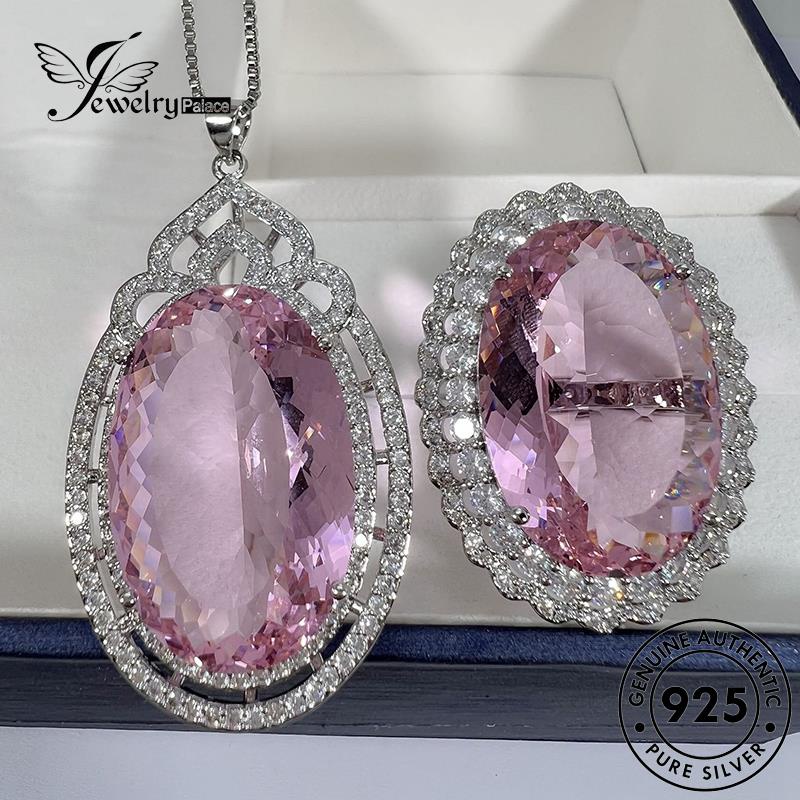 Jewelrypalace Silver Asli Oval Wanita Set Kalung Ruby925 S71