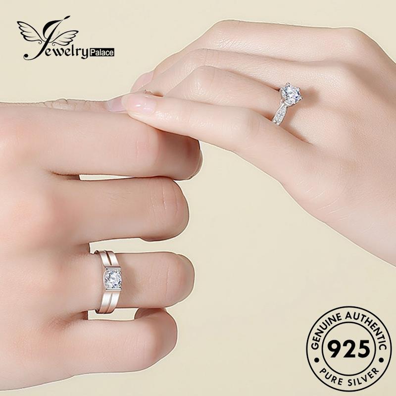 Jewelrypalace Cakar Asli Enam Berlian925 Moissanite Perak Cincin Temperamen Pasangan R1705