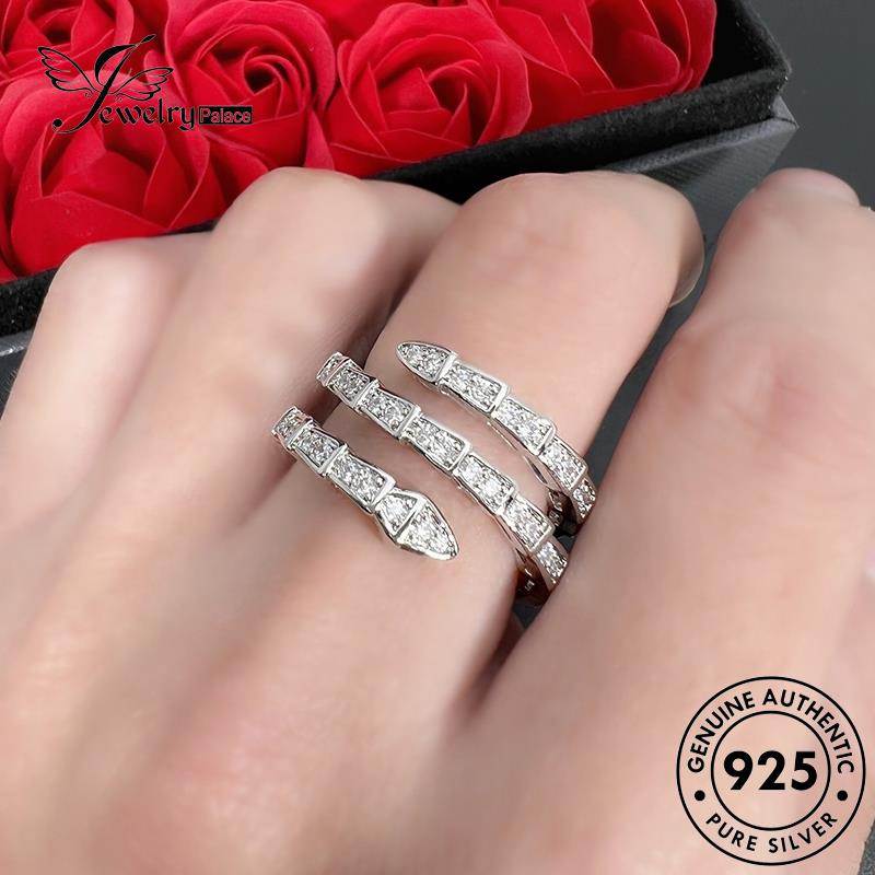 Perhiasantempat Cincin Berlian Perak Asli Moissanite Wanita Serpentine925Emas R1757