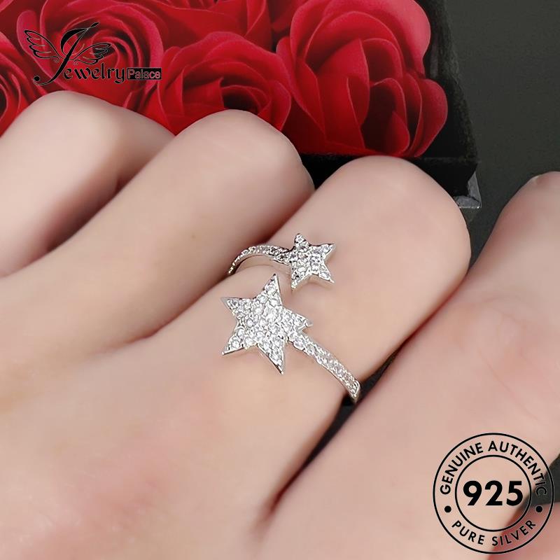 Jewelrypalace 925cincin Moissanite Asli Pentagram Gold Wanita Berlian Perak R1758