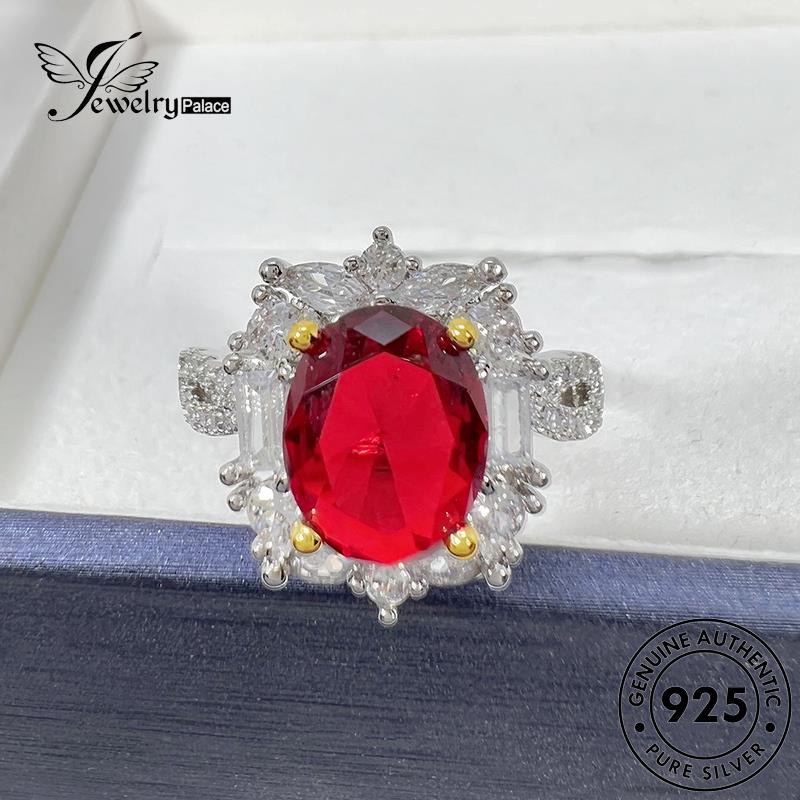 Tempat Perhiasan Wanita Perak Ruby925 Oval Cincin Asli R1715