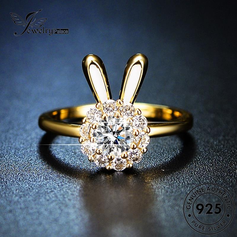 Jewelrypalace Cincin Berlian Perak Moissanite Lucu Kelinci Emas Asli Wanita925 R445