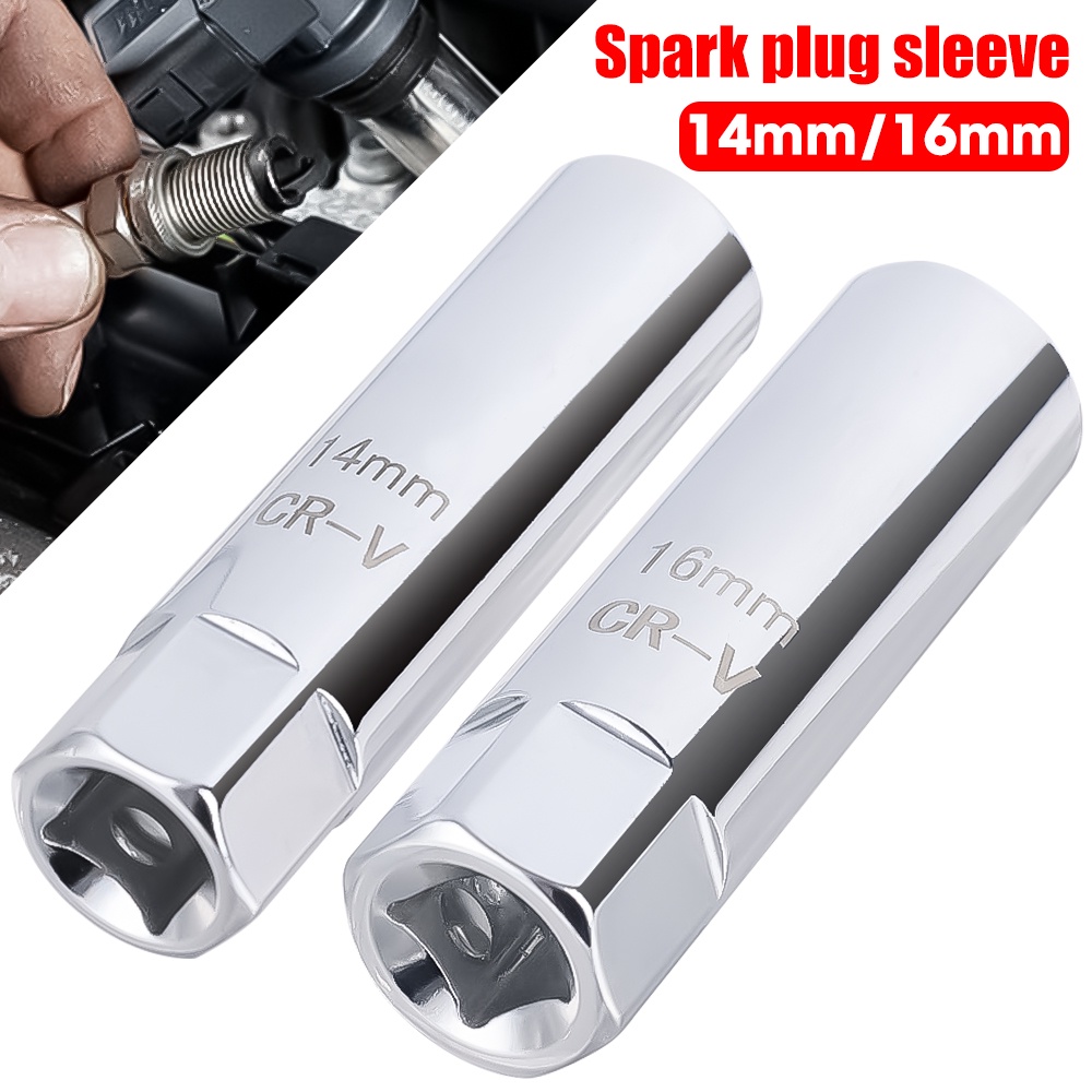 1pc Universal14 /16mm Drive Spark Plug Socket Set3Per8Inch 12titik Baja Kunci Sok Busi Magnet Shrapnel Pembuka Busi Alat Perbaikan Mesin Mobil