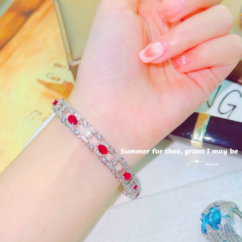 Goldkingdom Fashion Perhiasan Aksesoris Ready Stock Gelang Danube Biru Brilliant Star River Ruby Royal Blue Treasure Bracelet