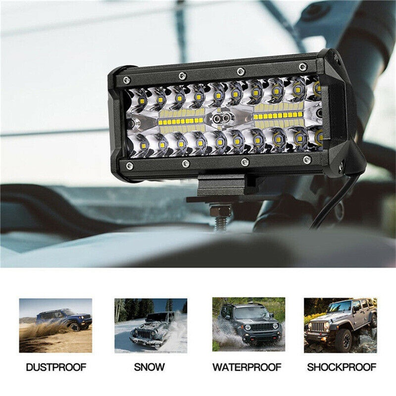 2Pcs 7 Inch   Sorot LED Spot Lightbar Mobil Truck ATV SUV 4WD 12V-24V 120W 40LED Bar Light 3 Rows Work Light Combo Beam