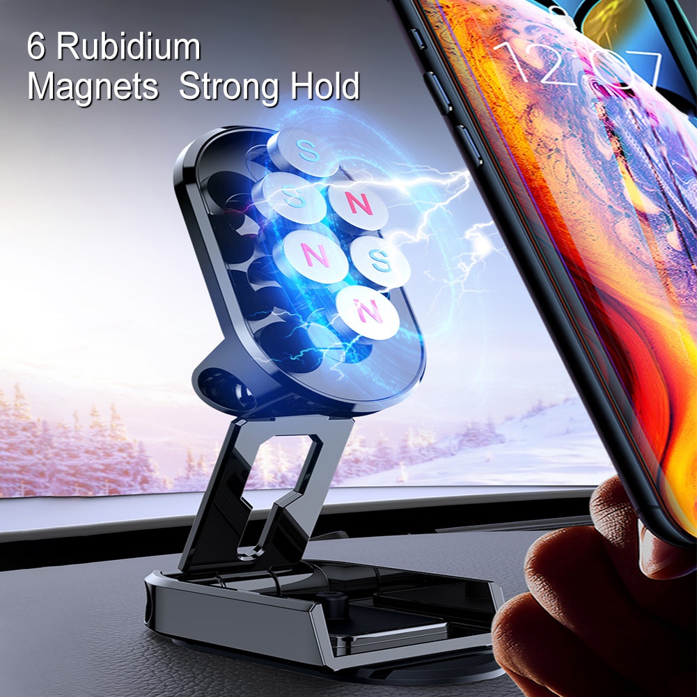 Car Phone Holder 360 Rotatable Magnetic Magnet Smartphone Dudukan Telepon Magnetik Dudukan Telepon Mobil Mount 360 ° Rotasi Bingkai Navigasi Disesuaikan Dukungan Ponsel