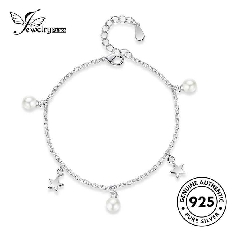 Jewelrypalace Asli Wanita Simple Bintang Mutiara Perak925 Gelang B41