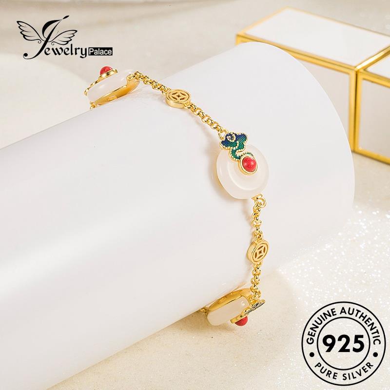 Jewelrypalace Gelang Emas Asli925 Enamel Giok Perak Wanita B220