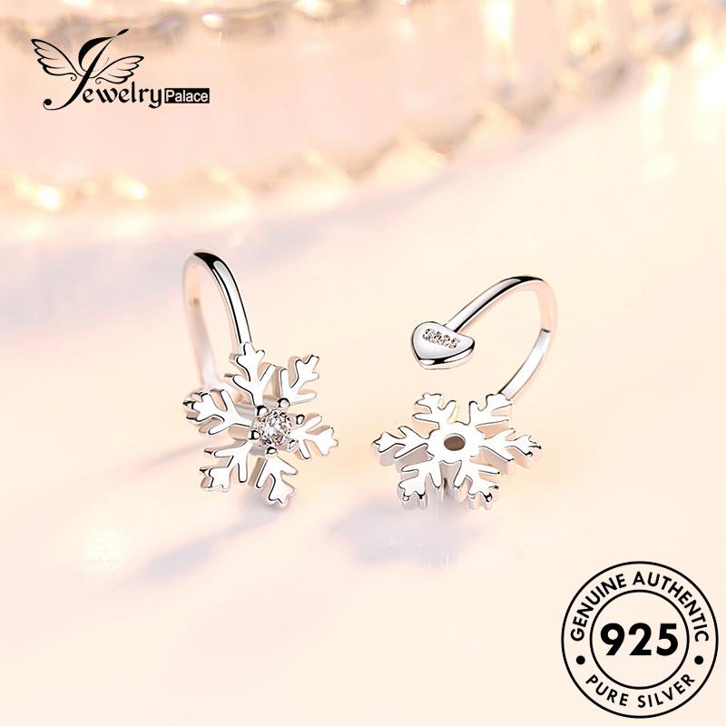 Jewelrypalace Wanita Perak Asli Anting Snowflake Stud925 Manis E21