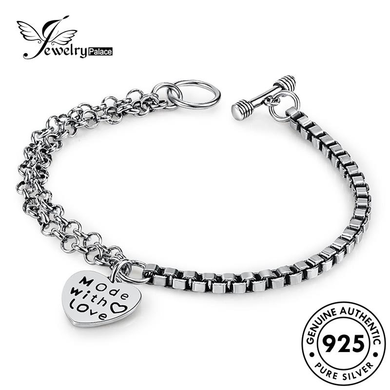 Tempat Perhiasan Wanita925 Gelang Tangan Asli Hati Silver Retro B213