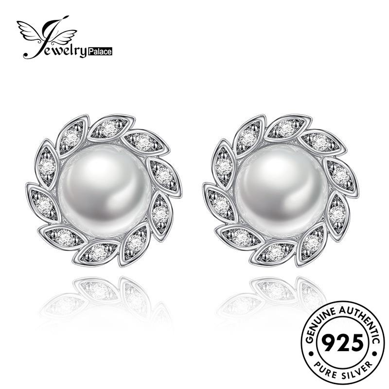 Jewelrypalace Anting Daun Perak Wanita925 Tusuk Kreatif Mutiara Asli E104