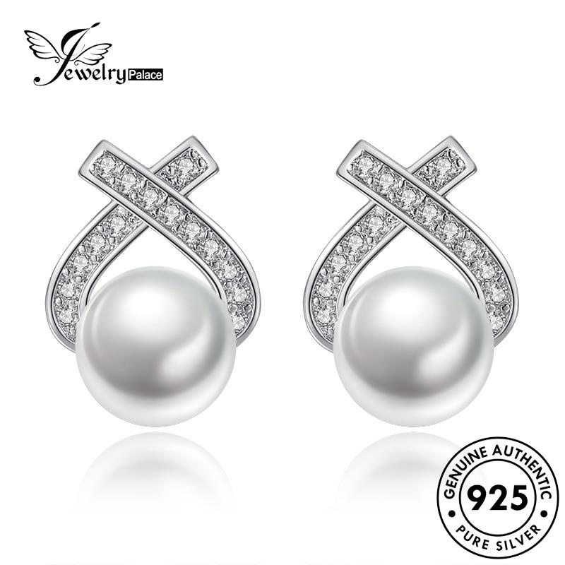 Jewelrypalace Simple Segitiga Wanita Mutiara Stud Perak Asli925 Anting E68