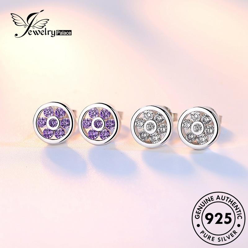 Jewelrypalace Bulat Moissanite Asli Anting Stud Perak925 Wanita Fashion Berlian E186