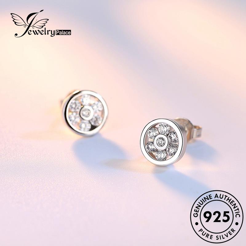 Jewelrypalace Bulat Moissanite Asli Anting Stud Perak925 Wanita Fashion Berlian E186