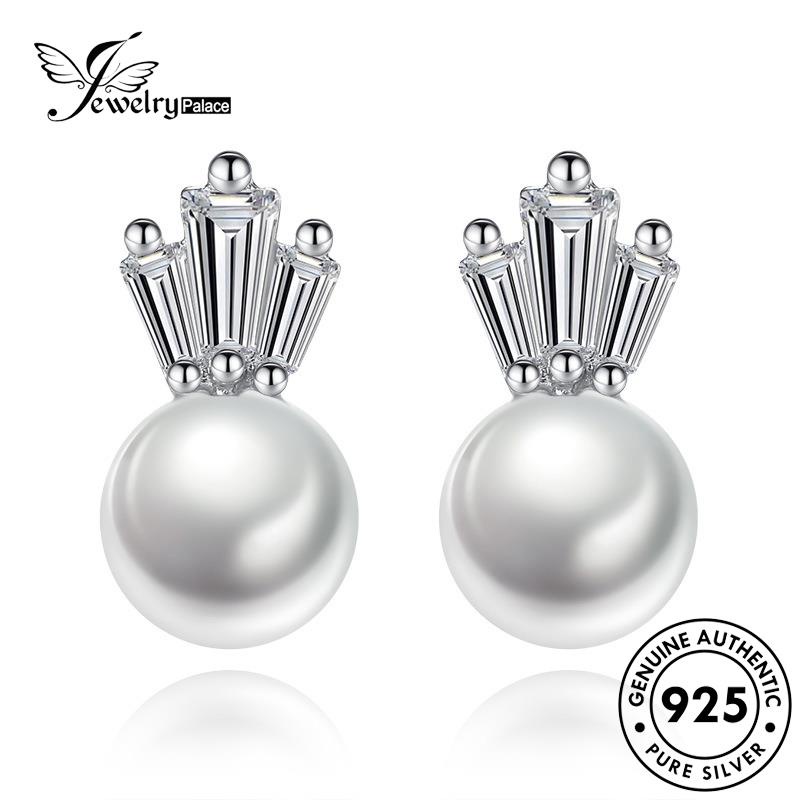 Jewelrypalace 925anting Asli Simple Mahkota Mutiara Perak Wanita Stud E188
