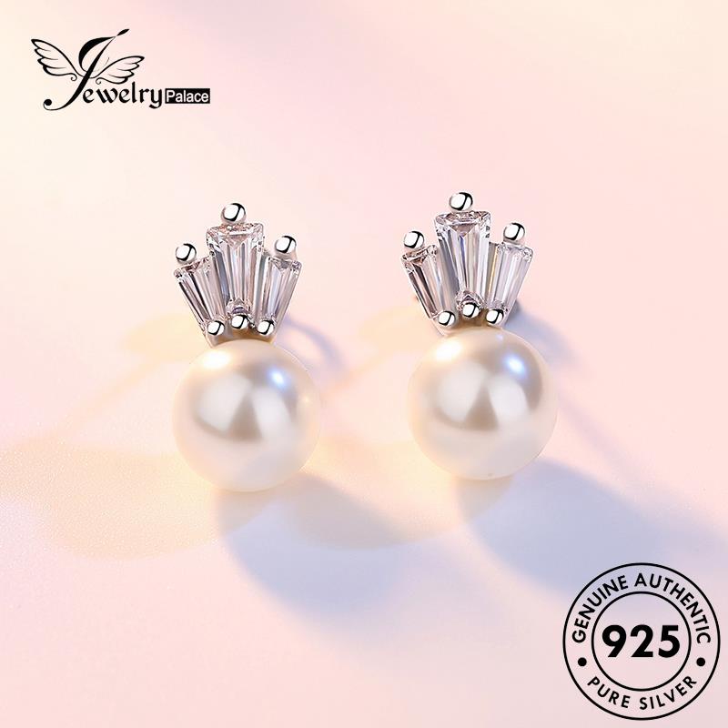 Jewelrypalace 925anting Asli Simple Mahkota Mutiara Perak Wanita Stud E188