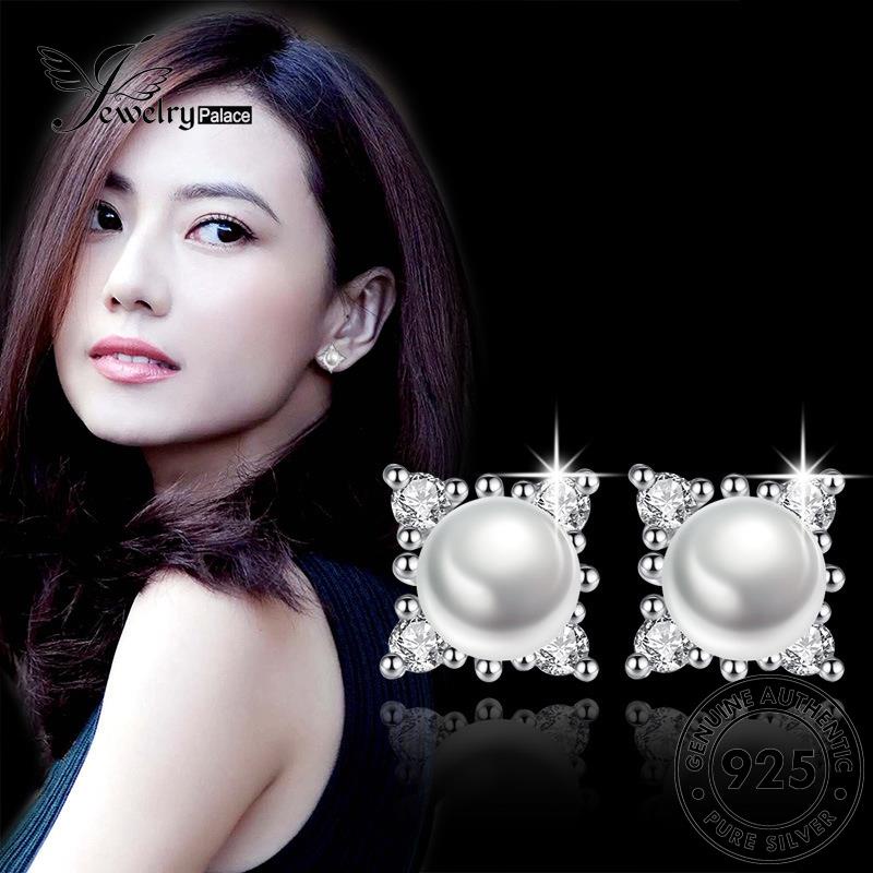 Jewelrypalace Snowflake Wanita Temperamen Anting Perak925Mutiara Asli Stud E191