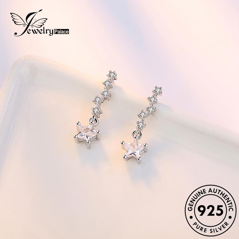 Jewelrypalace Original Anting Tusuk Perak925 Wanita Berlian Berujung Lima Kreatif Bintang Moissanite E263