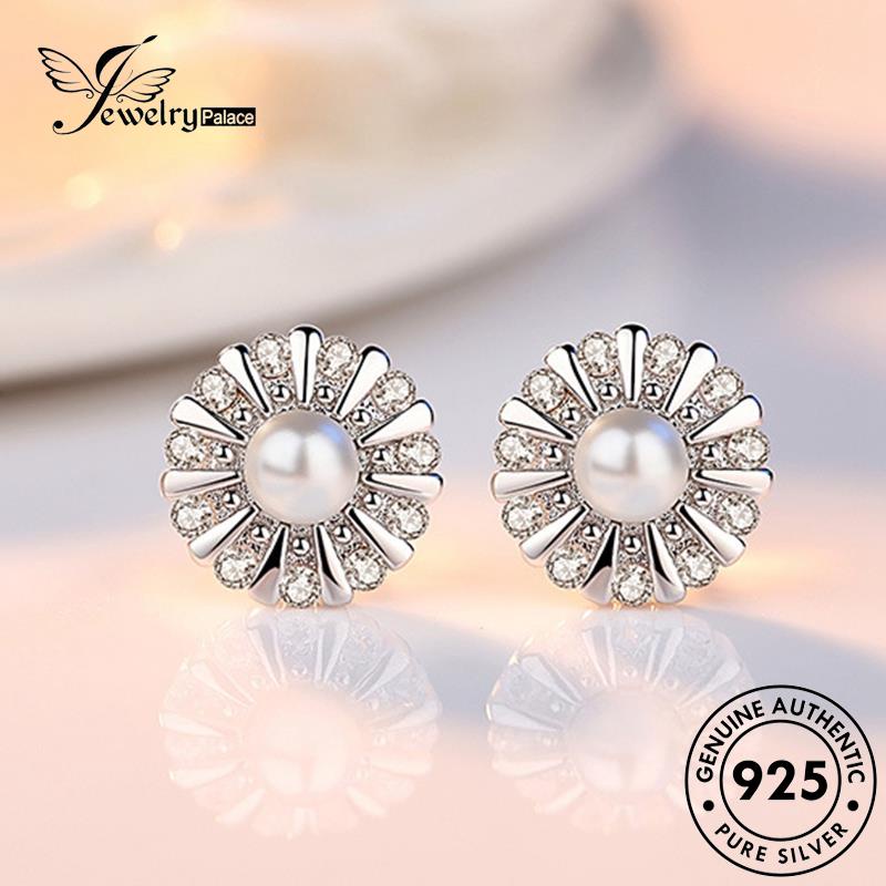 Jewelrypalace Perak Bunga Matahari Mutiara925 Anting Pribadi Asli Wanita Stud E229