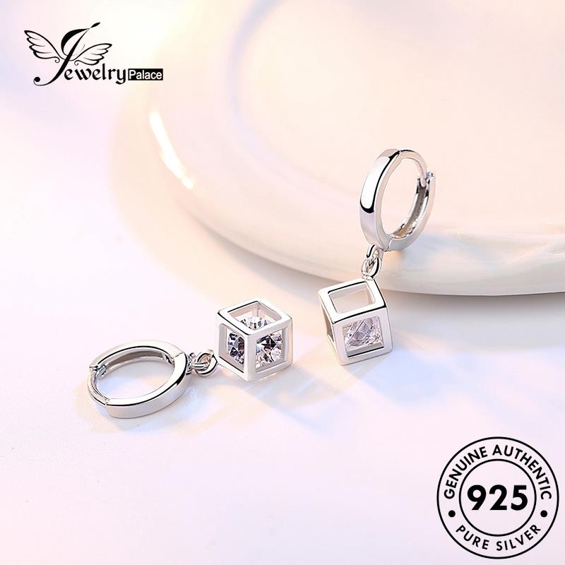 Jewelrypalace Persegi Berlian925 Anting Fashion Moissanite Perak Asli Hoop Wanita E347