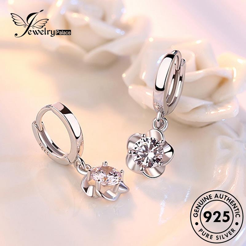 Jewelrypalace Peony Simple Asli Anting Hoop Amethyst925Bunga Wanita Perak E349