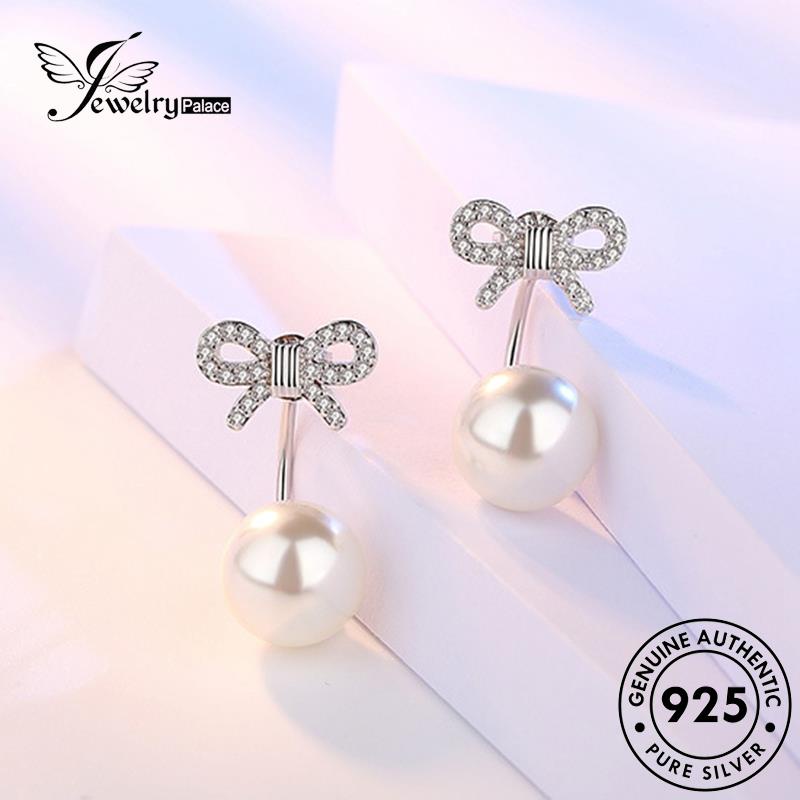 Jewelrypalace Anting Tusuk Simple Bow Silver Asli Mutiara925 Wanita E295