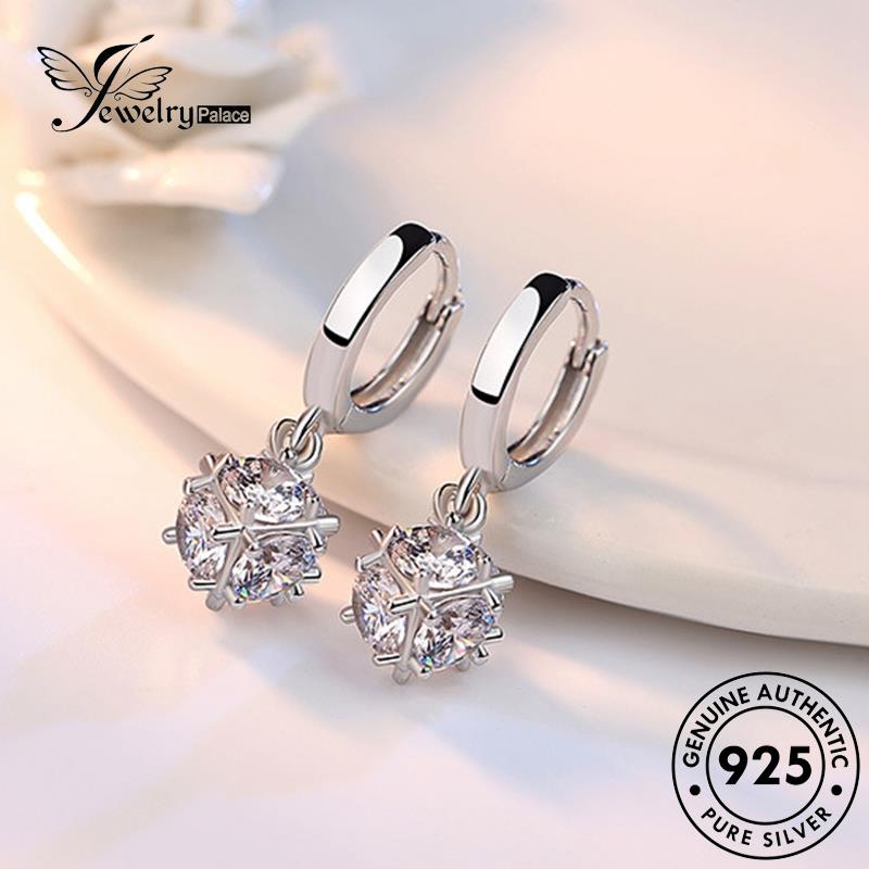 Jewelrypalace Kepribadian Hoop925 Anting Berlian Rubik Perak Asli Moissanite Kubus Wanita E367